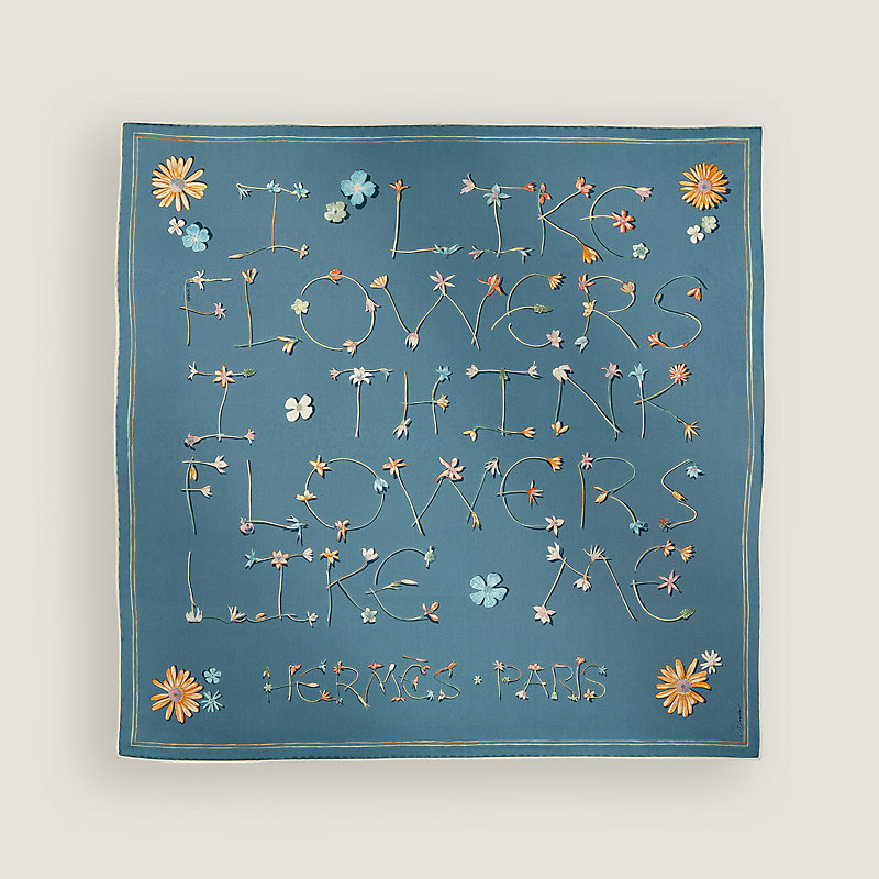 I Like Flowers scarf 70 - Blue | Hermès Mainland China